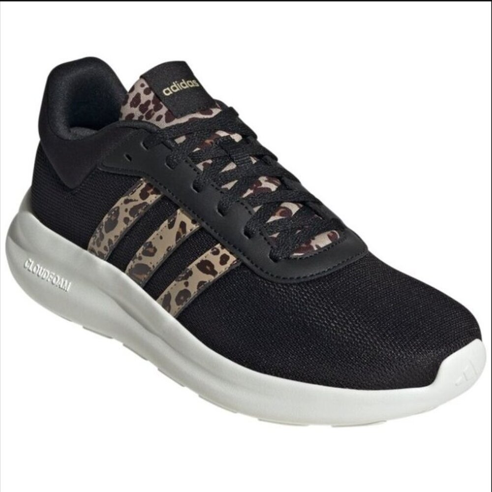 NWT adidas Cloudfoam Lite Racer 4.0 Black & Leopard Print women size 8.5